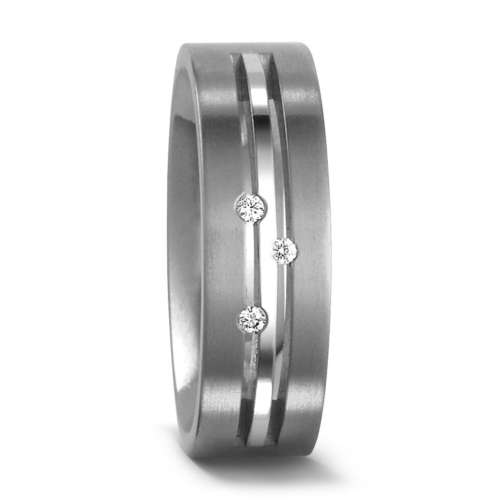 Partnerring Titan Diamant 0.03 ct, 3 Steine, w-si