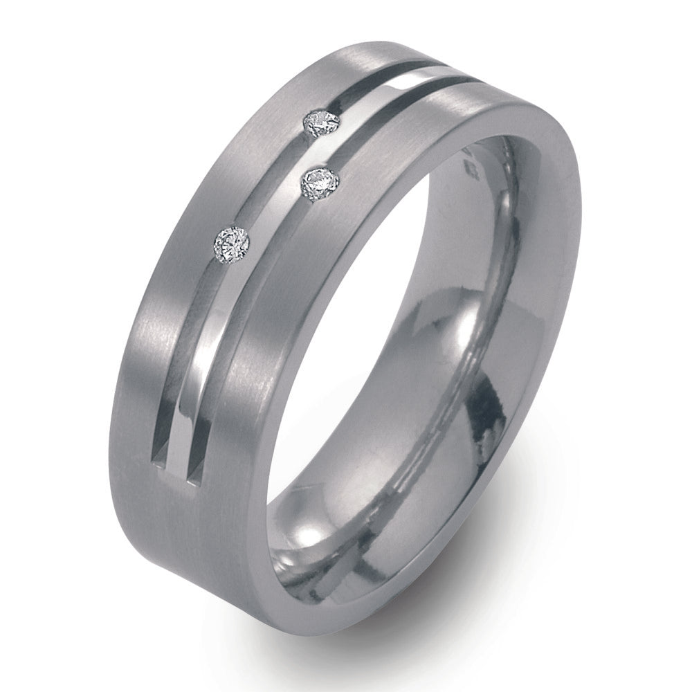 Partnerring Titan Diamant 0.03 ct, 3 Steine, w-si