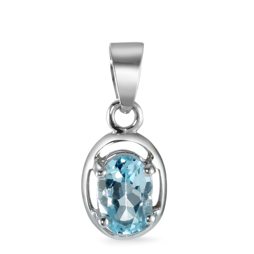 Pendentif Or blanc 18K Topaze bleu