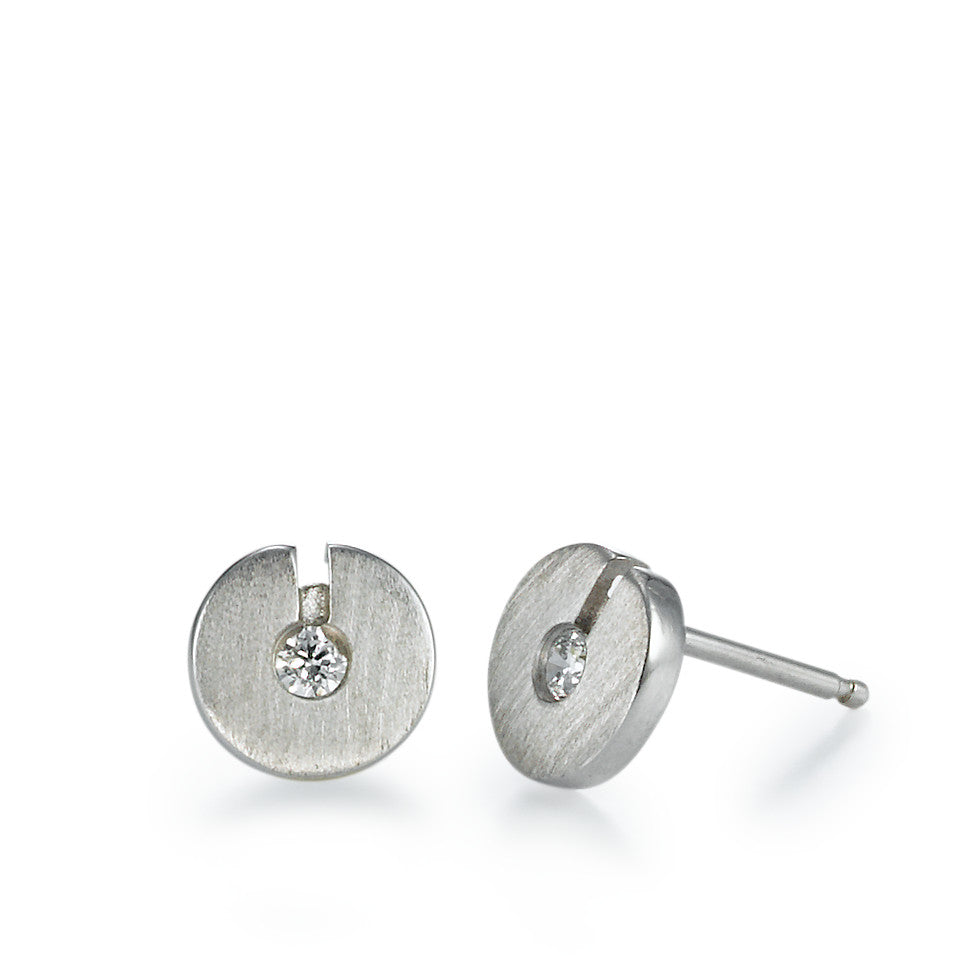 Clous d'oreilles Argent Zircone 2 Pierres Rhodié