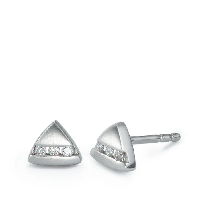 Clous d'oreilles Or blanc 18K Diamant 0.05 ct, 6 Pierres, w-si