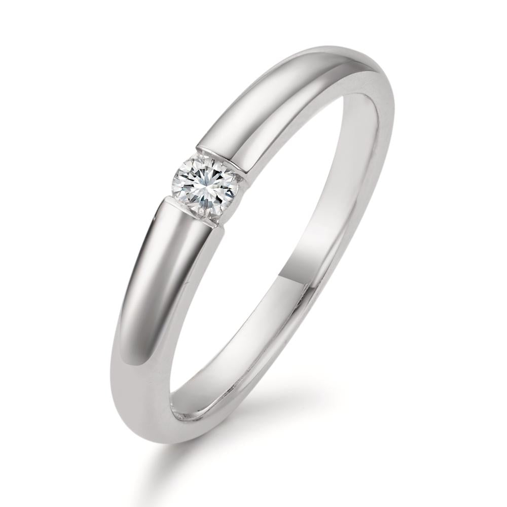 Solitaire ring 750/18K krt witgoud Diamant 0.10 ct, w-si