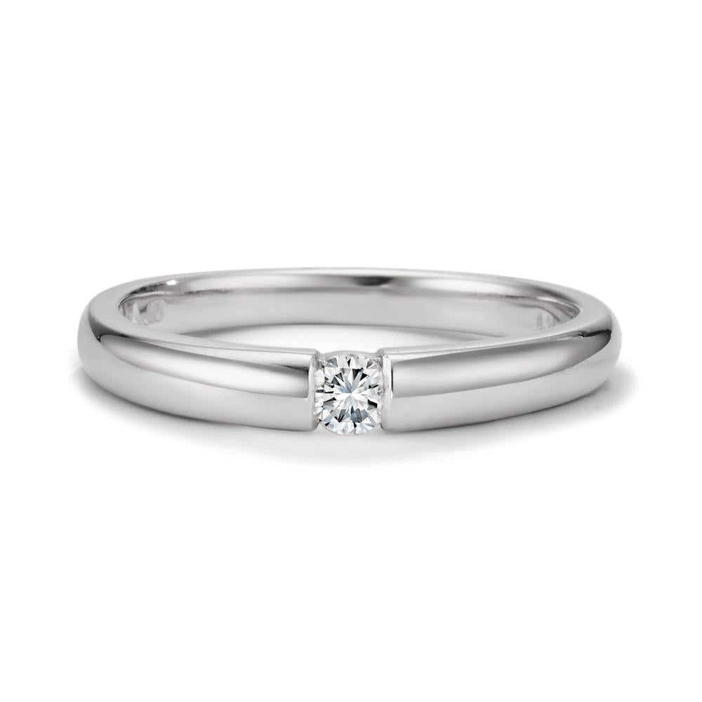 Solitär Ring 750/18 K Weissgold Diamant 0.10 ct, w-si