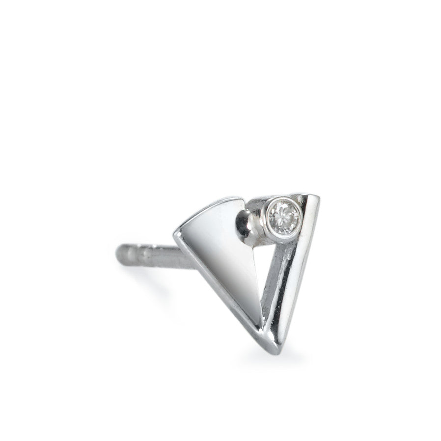 Oorknop 1 stuk 750/18K krt witgoud Diamant 0.005 ct, w-si