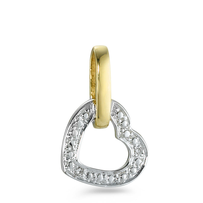 Anhänger 750/18 K Gelbgold Diamant 0.006 ct, 2 Steine, w-pi1 Herz