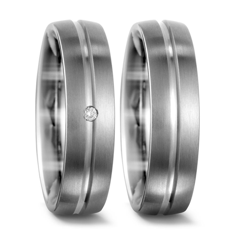 Partnerring Titanium Diamant 0.02 ct, w-si