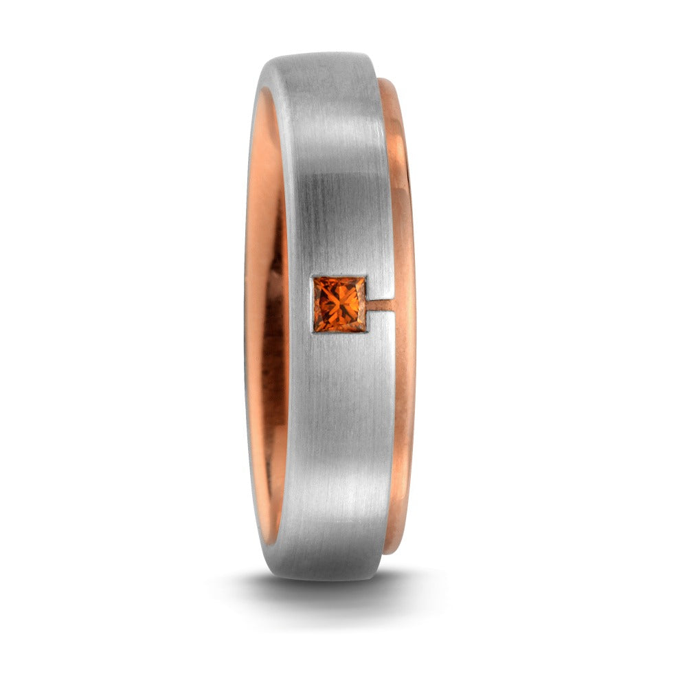 Fingerring 950 Platin Diamant orange, 0.05 ct, Carrée, w-si