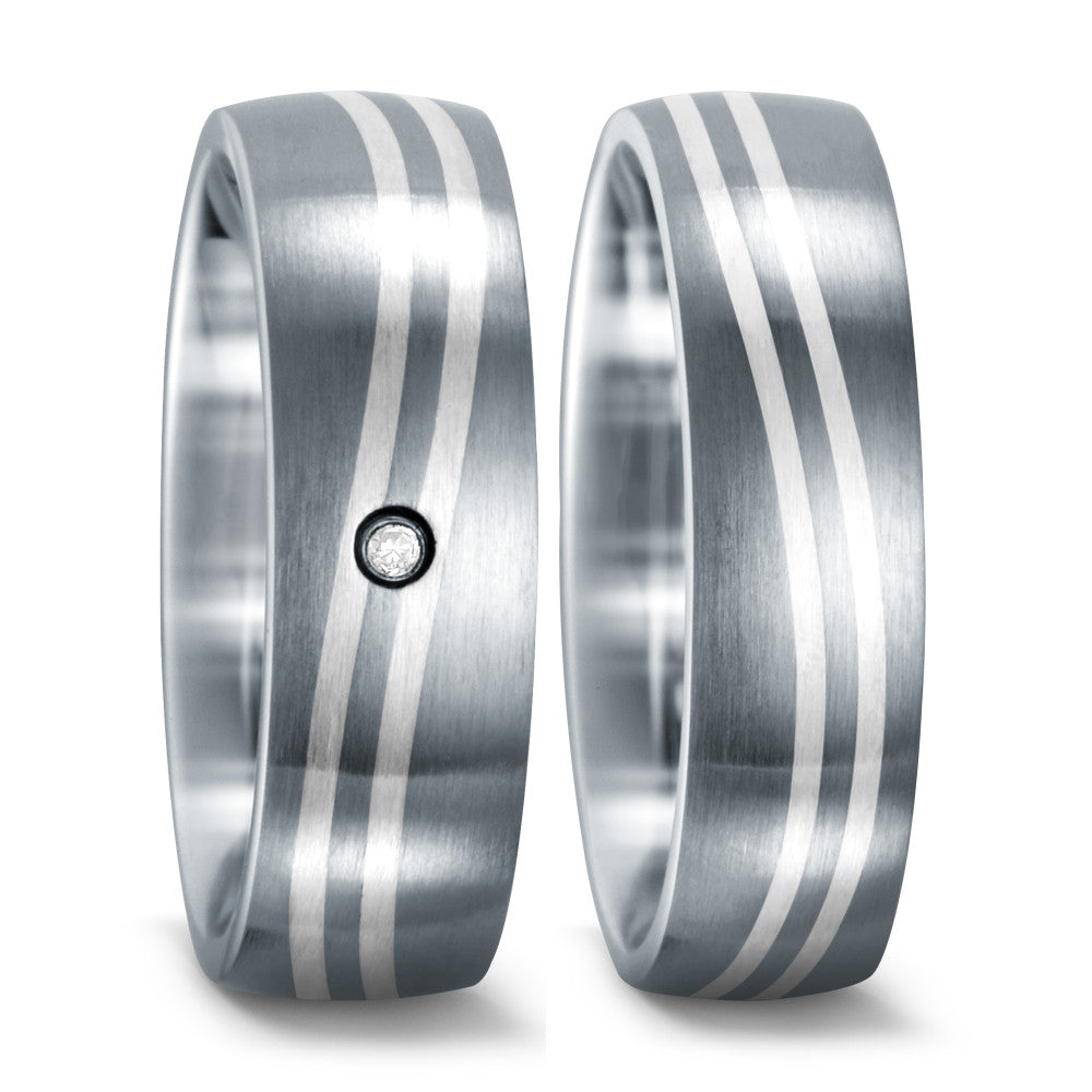 Bague Acier inoxydable, Argent Zircone