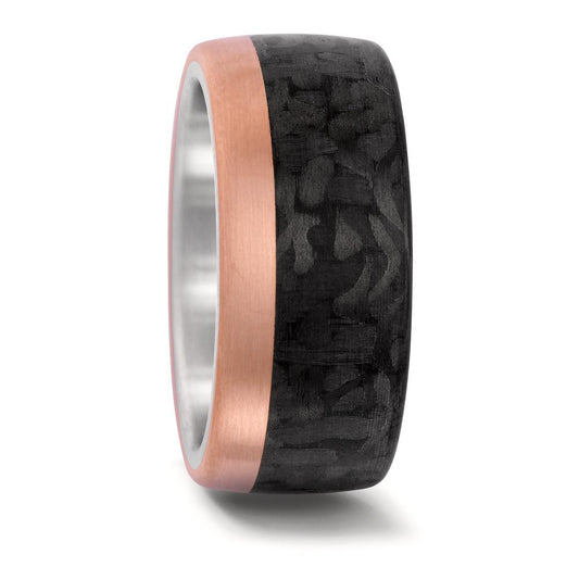 Partnerring Edelstahl, 750/18 K Rosegold, Carbon