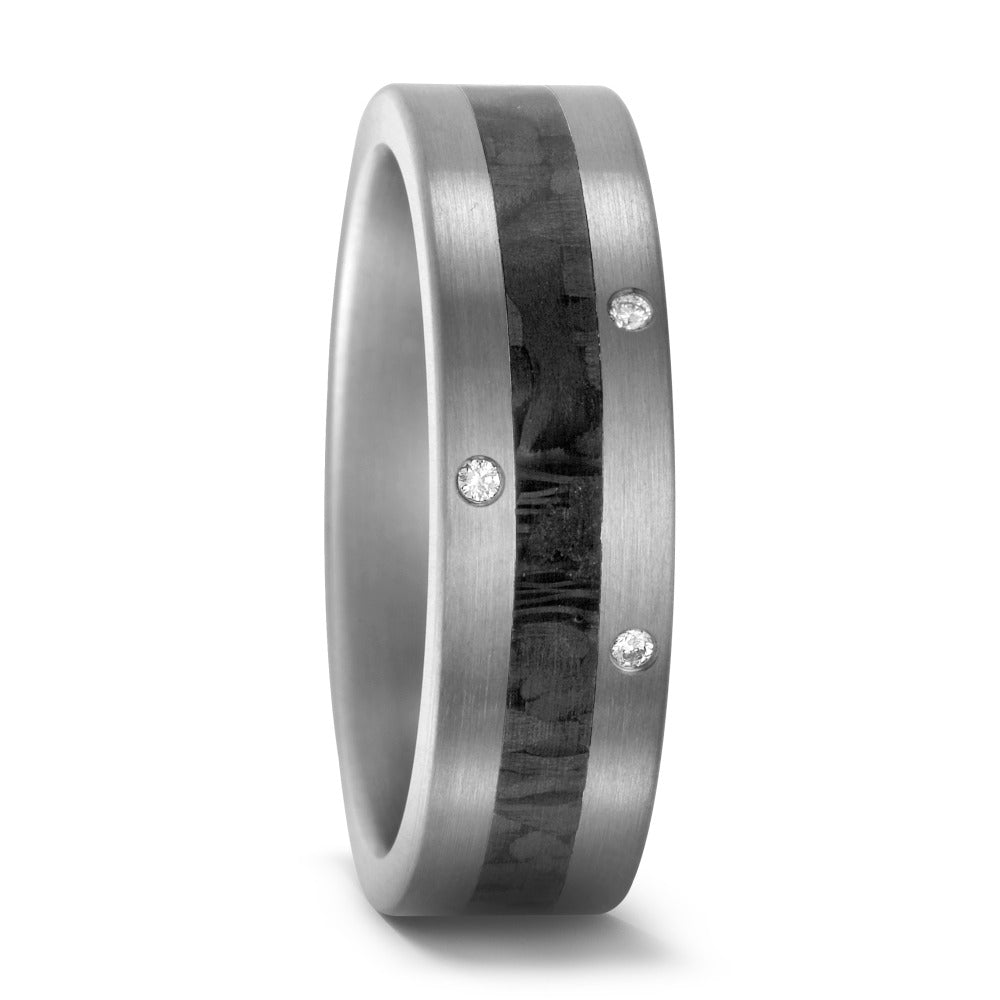 Partnerring Titan, Carbon Diamant 0.03 ct, 3 Steine, w-si