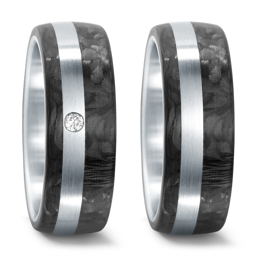 Partnerring Roestvrijstaal, Carbon Diamant 0.02 ct, w-si