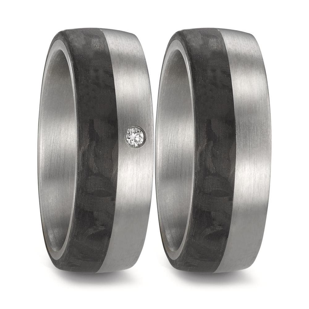 Partnerring Roestvrijstaal, Carbon Diamant 0.02 ct, w-si