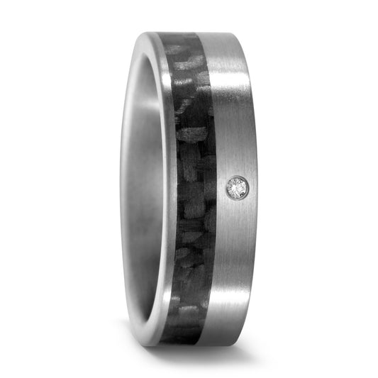 Partnerring Titanium, Carbon Diamant 0.02 ct, w-si