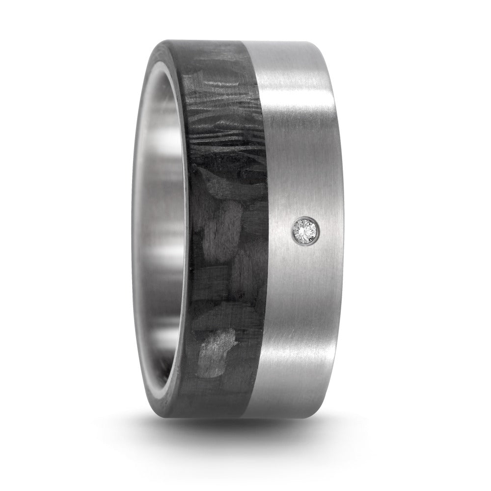 Partnerring Titanium, Carbon Diamant 0.02 ct, w-si