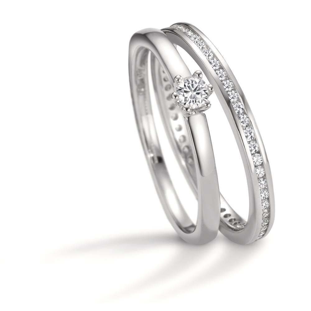 Bague solitaire Or blanc 18K Diamant 0.10 ct, w-si