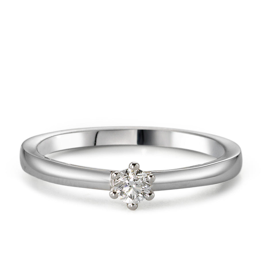 Solitär Ring 750/18 K Weissgold Diamant 0.10 ct, w-si