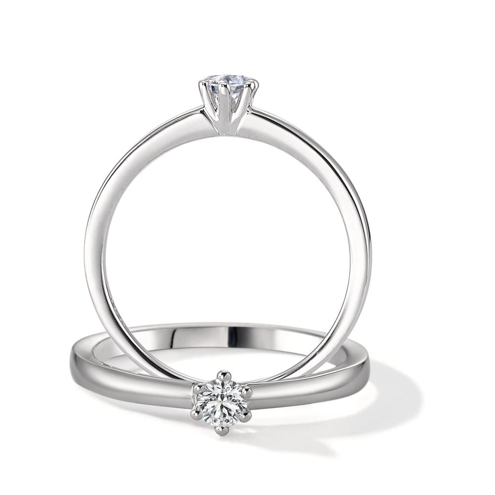 Solitär Ring 750/18 K Weissgold Diamant 0.10 ct, w-si