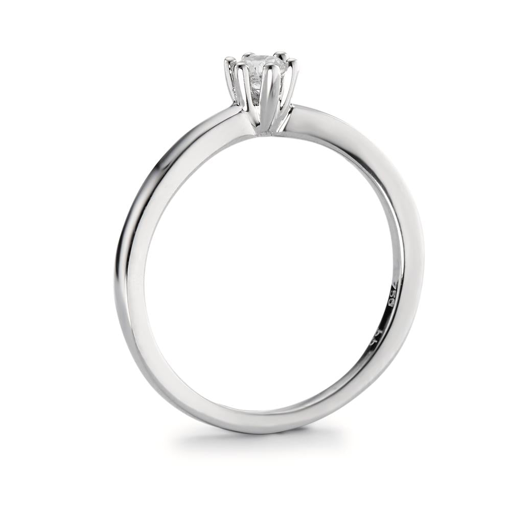 Solitaire ring 750/18K krt witgoud Diamant 0.15 ct, w-si