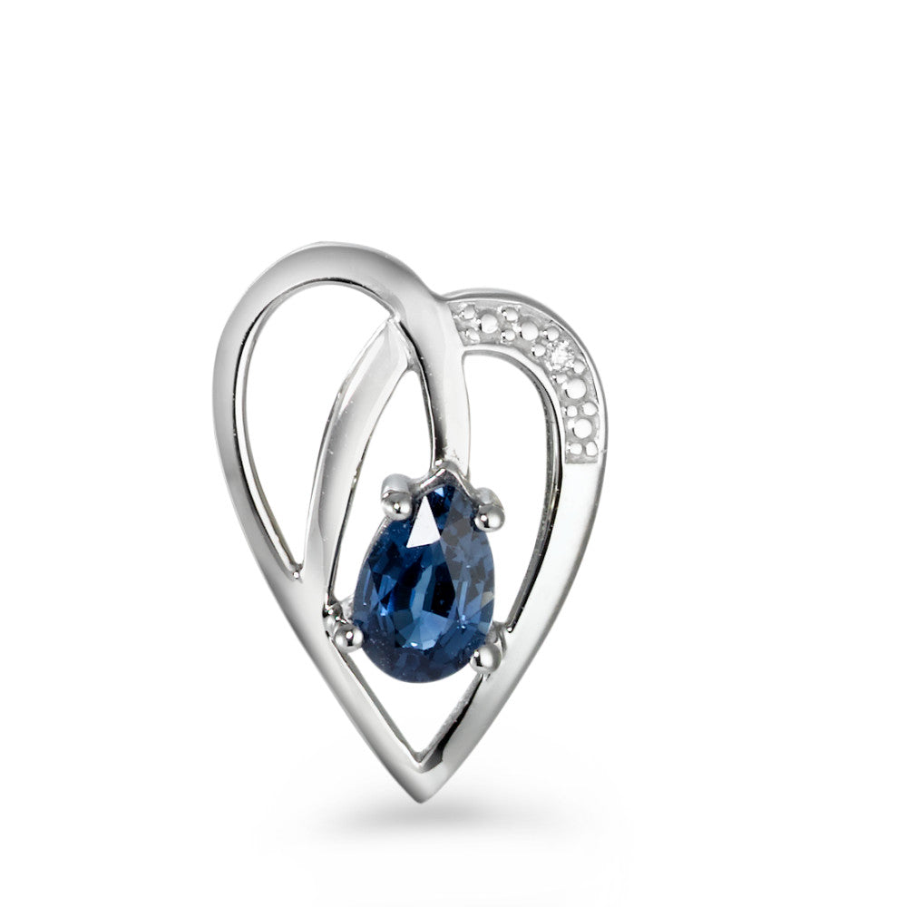 Hanger 375/9K witgoud Saffier blauw, [Tropfen], Diamant wit, 0.005 ct, w-si Hart