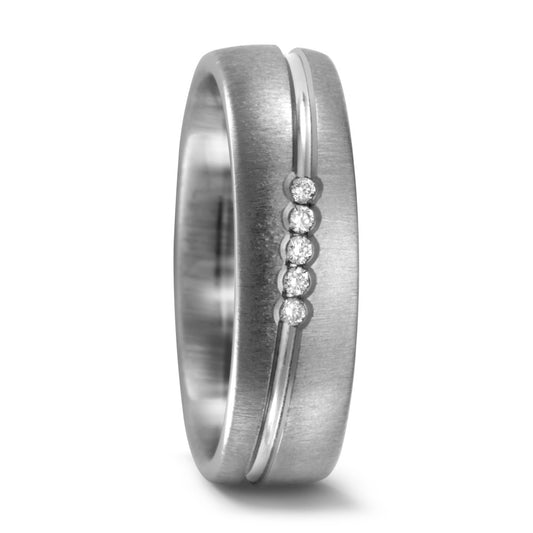 Partnerring Titanium Diamant 0.05 ct, 5 Steen, w-si