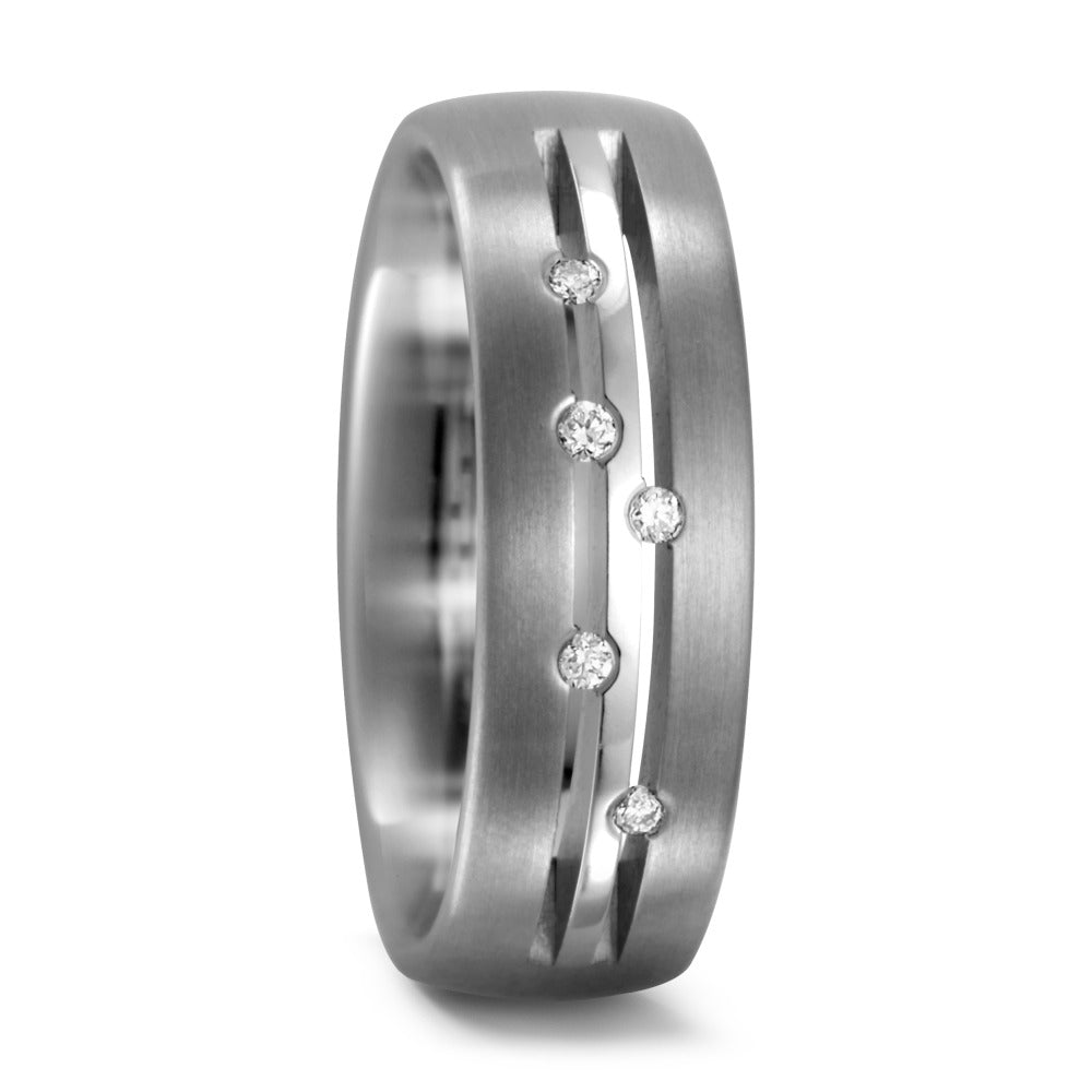 Partnerring Titanium Diamant 0.05 ct, 5 Steen, w-si