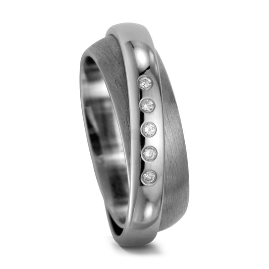 Partnerring Titanium Diamant 0.05 ct, 5 Steen, w-si