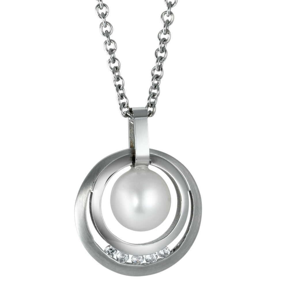 Chaînette avec pendentif Acier inoxydable perle d'eau douce Ø17 mm