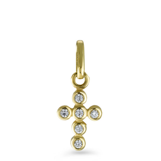 Pendentif Or jaune 9K Zircone Croix