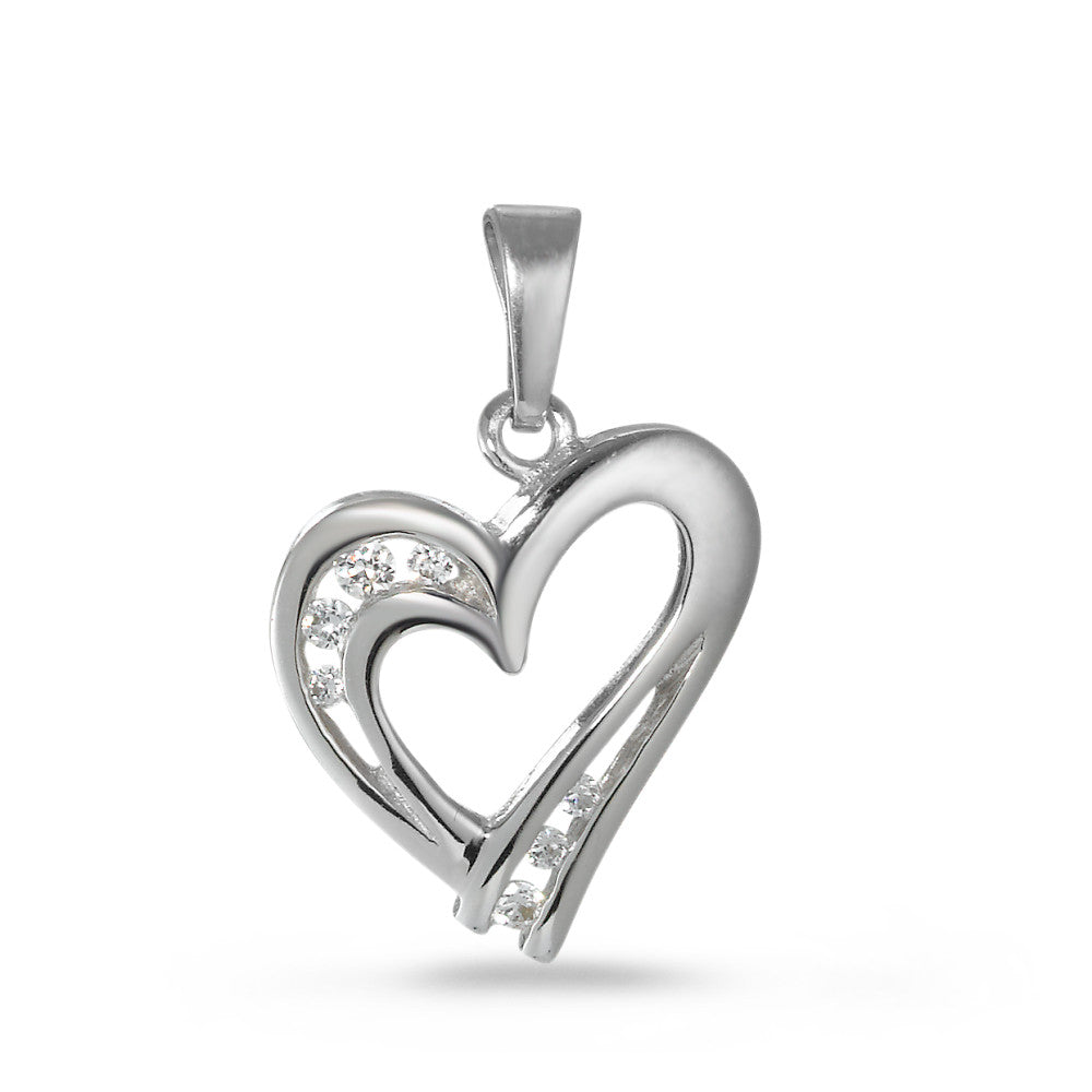 Pendentif Argent Zircone 7 Pierres Rhodié Coeur