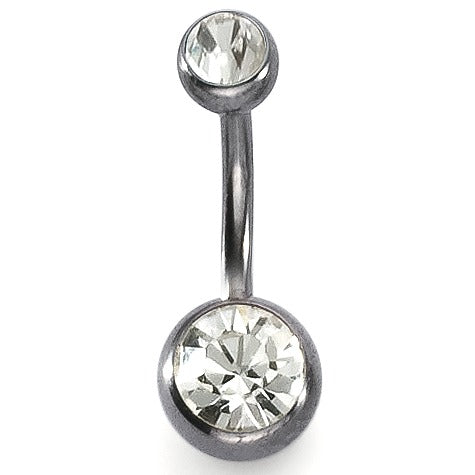 Navelpiercing Titanium Kristal wit, 2 Steen