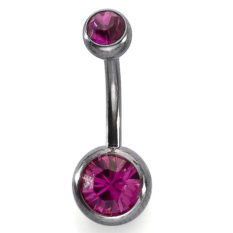 Navelpiercing Titanium Kristal rood, 2 Steen