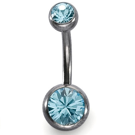 Navelpiercing Titanium Kristal aquatisch, 2 Steen