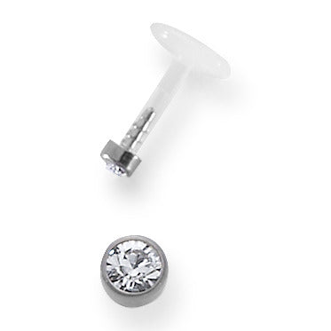 Piercing Bioplast, Titanium Kristal wit Ø2 mm