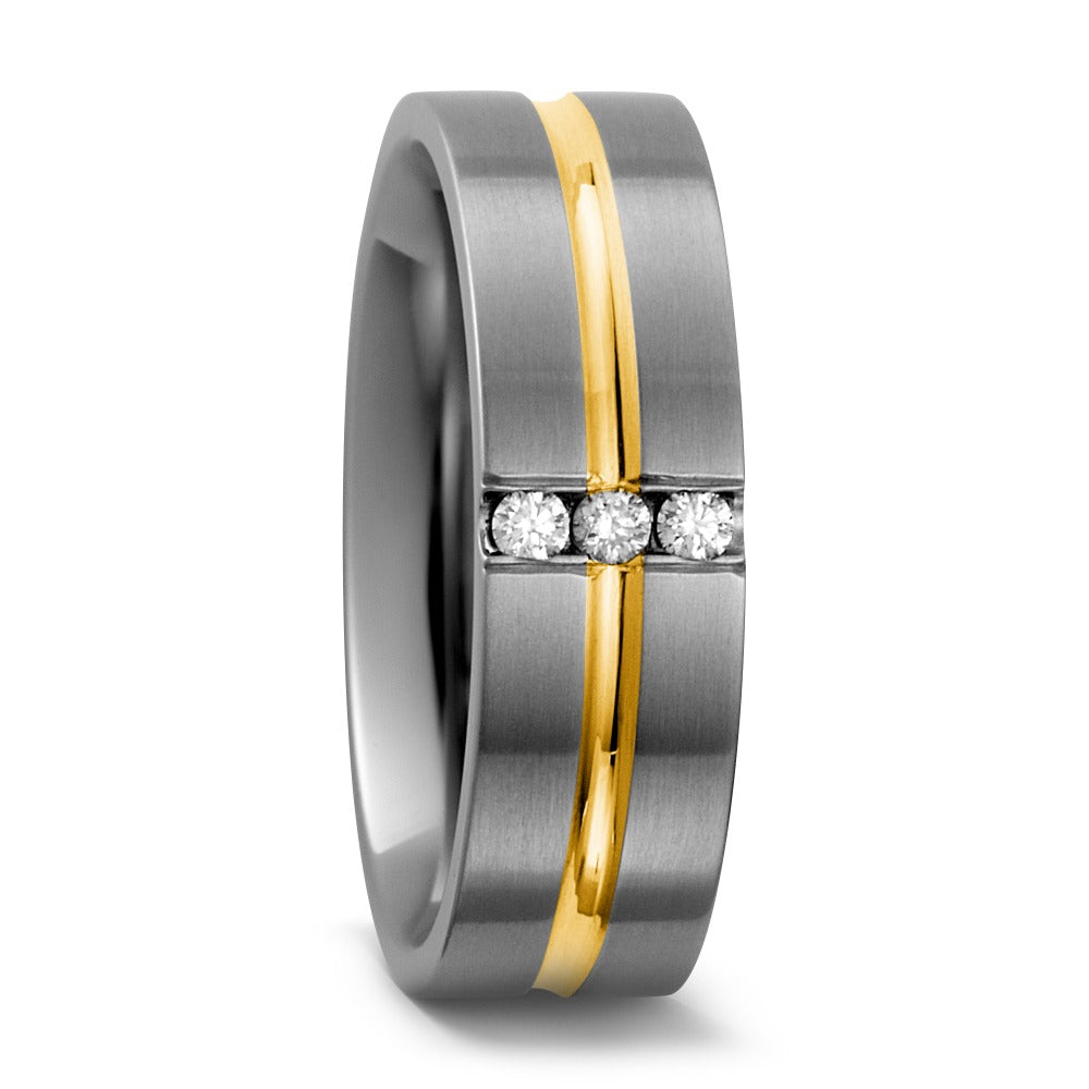 Partnerring Titan, 750/18 K Gelbgold Diamant 0.06 ct, w-si