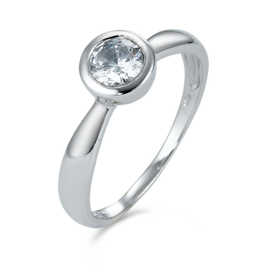 Bague solitaire Or blanc 18K Zircone