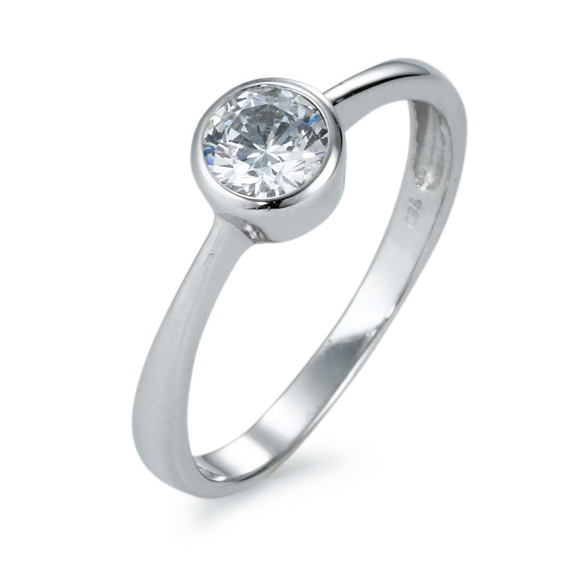 Bague solitaire Or blanc 18K Zircone