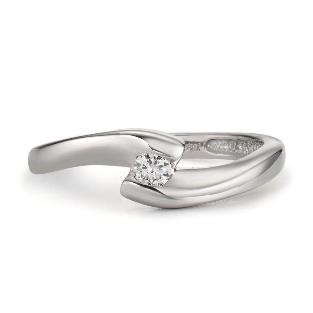 Solitaire ring 750/18K witgoud Diamant 0.10 ct, p1