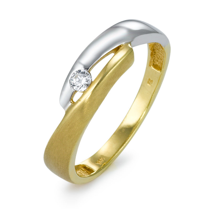 Bague Or blanc 18K, Or jaune 18K Zircone