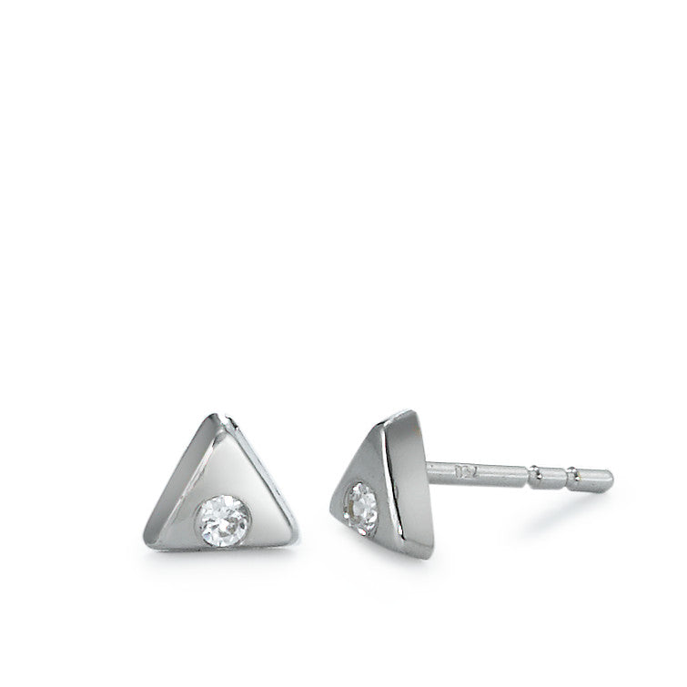 Clous d'oreilles Or blanc 18K Zircone 2 Pierres