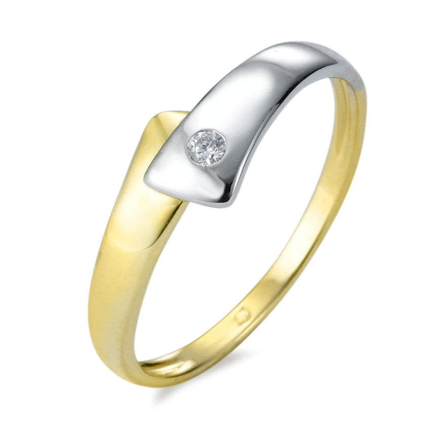 Ring 750/18 krt geel goud, 750/18K krt witgoud Diamant w-si