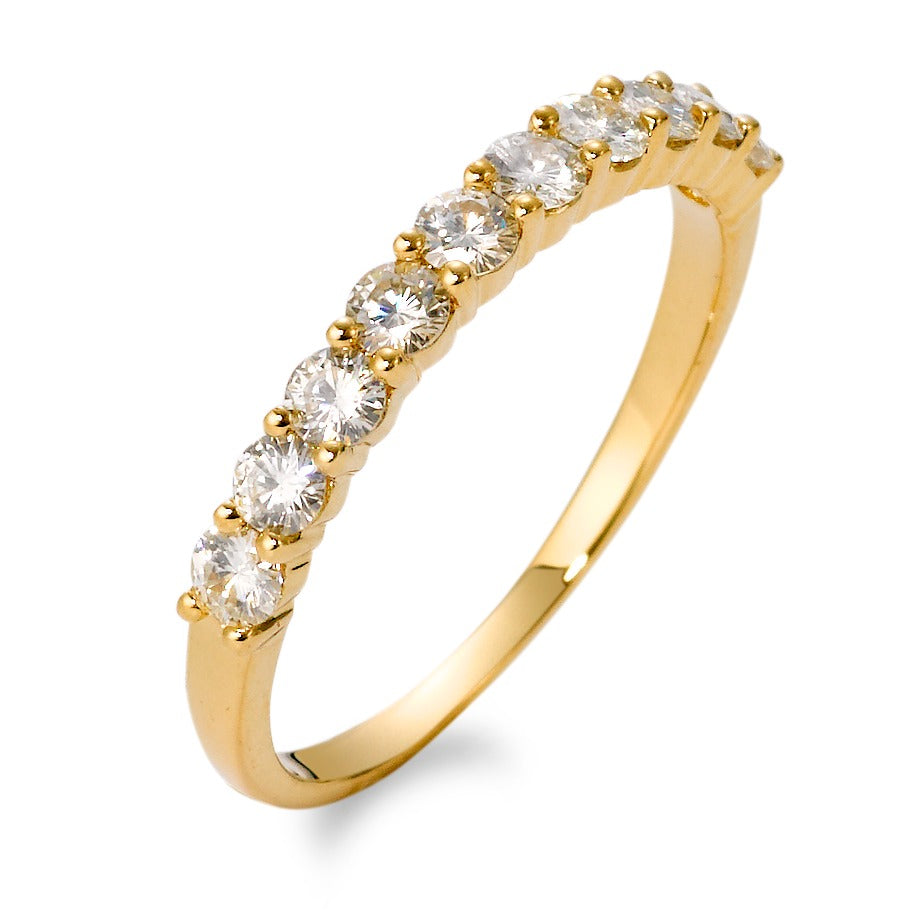 Bague d'éternité Or jaune 18K Moissanite 10 Pierres