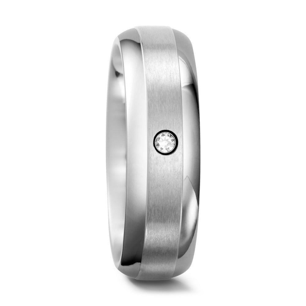 Fingerring Titan Zirkonia weiss, rund