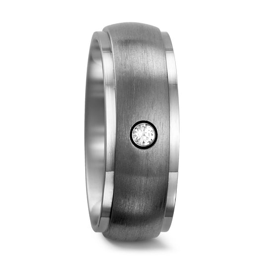 Partnerring Titanium Zirkonia wit, [rund]