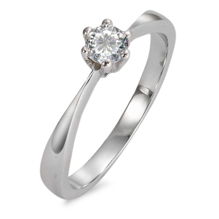 Solitaire ring 750/18K krt witgoud Moissaniet [rund], 4 mm