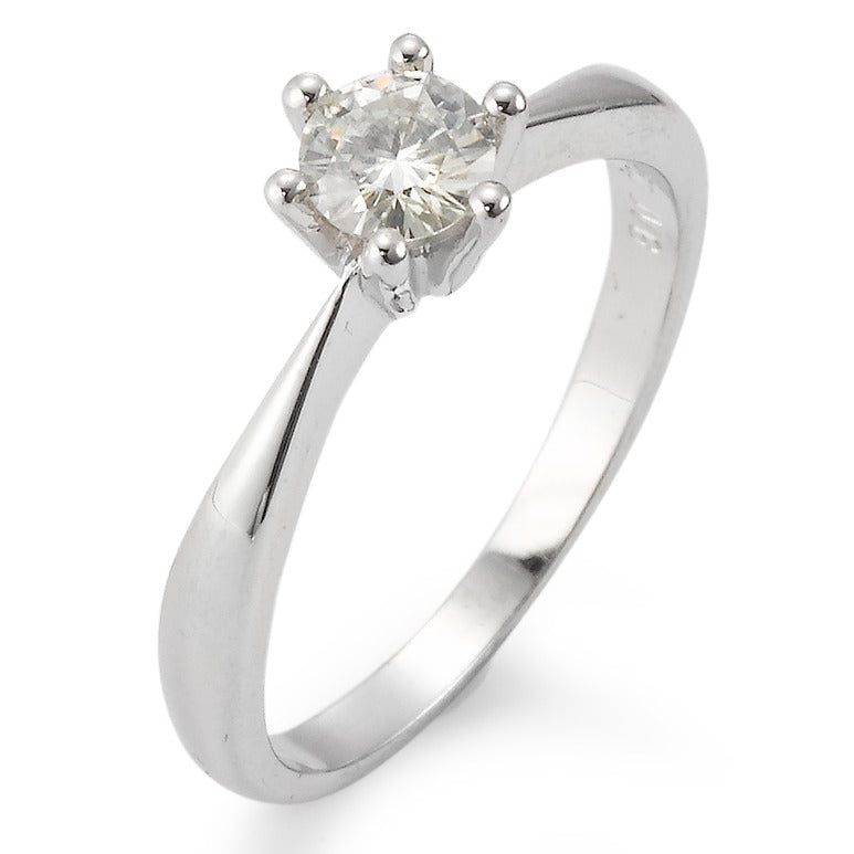 Solitaire ring 750/18K krt witgoud Moissaniet [rund], 5 mm