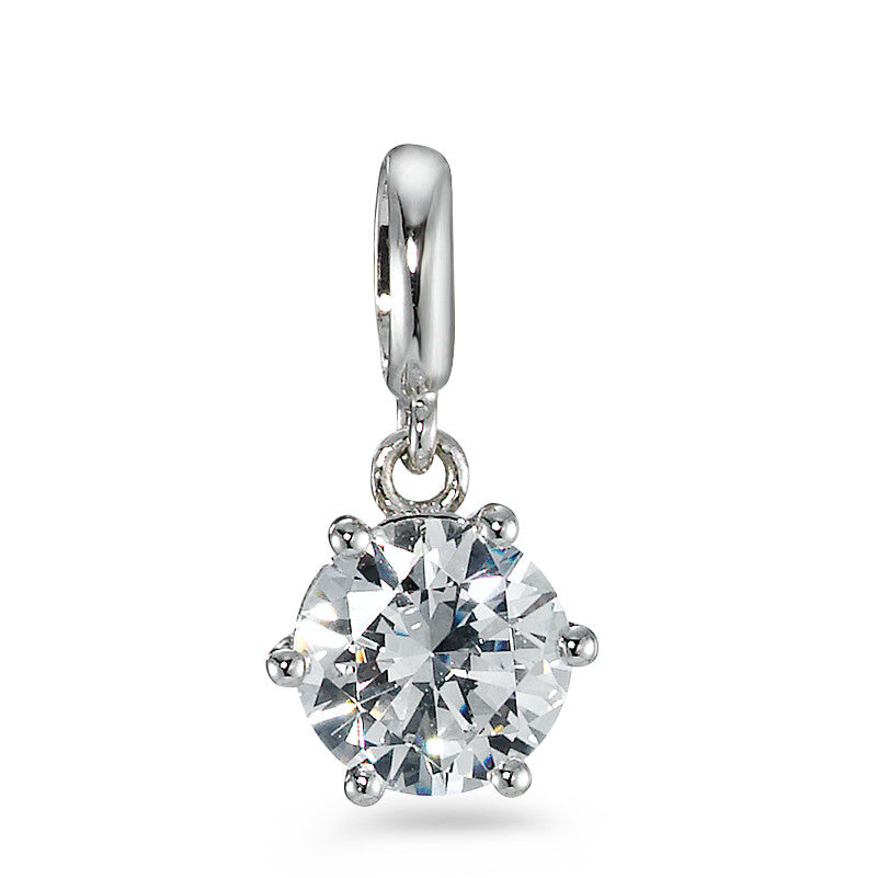 Pendentif Argent Zircone Rhodié Ø6.5 mm