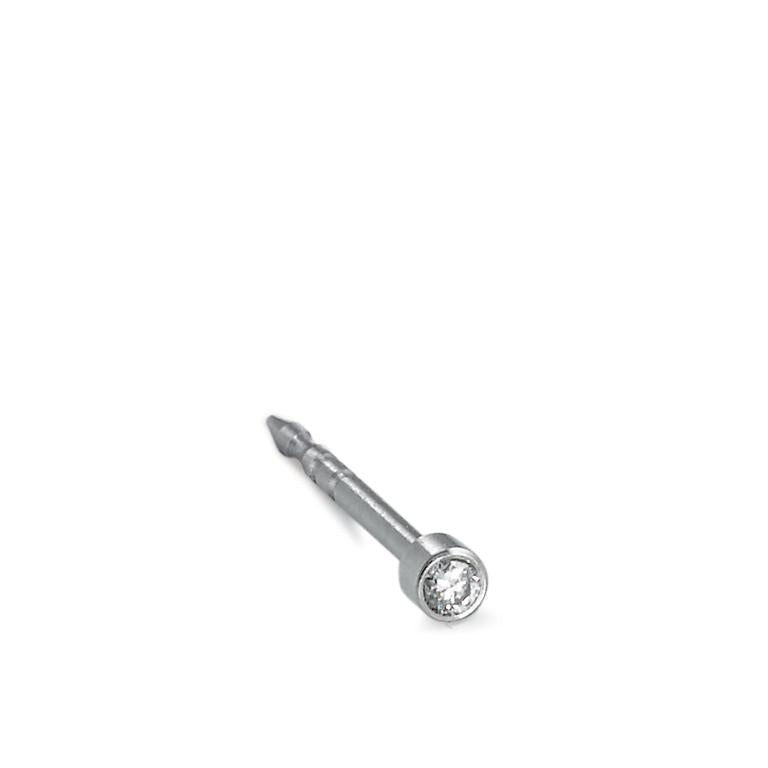 Oorknop 1 stuk Roestvrijstaal Diamant 0.02 ct, w-si Ø2 mm