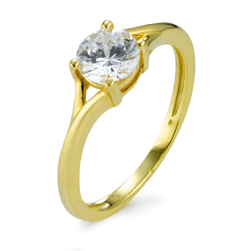 Solitaire ring 375/9K geel goud Zirkonia wit Ø6 mm