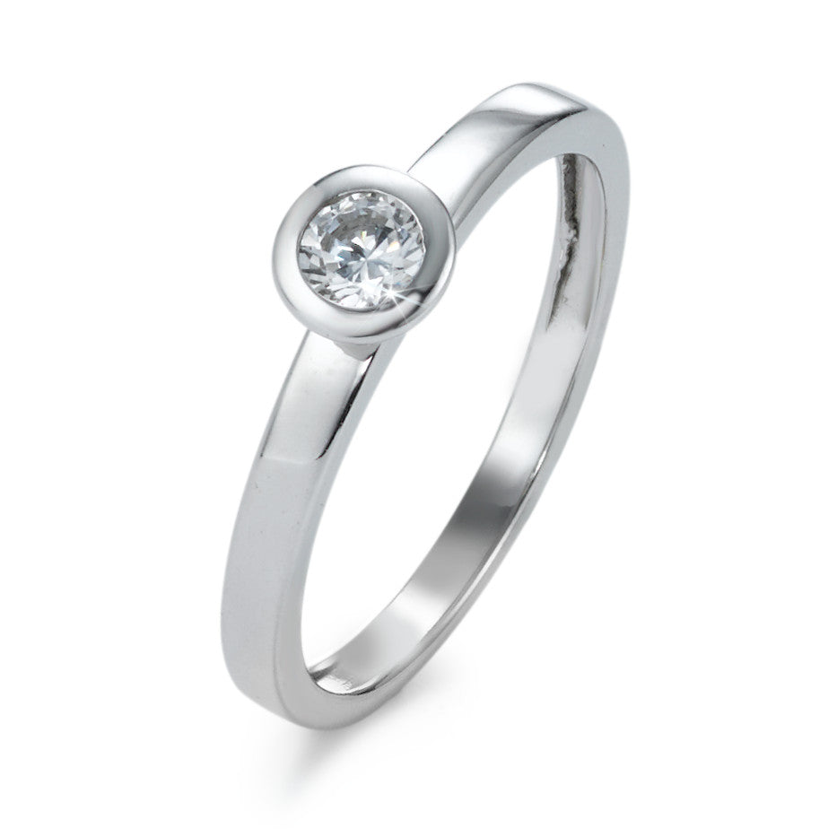 Solitaire ring 375/9 krt witgoud Zirkonia wit