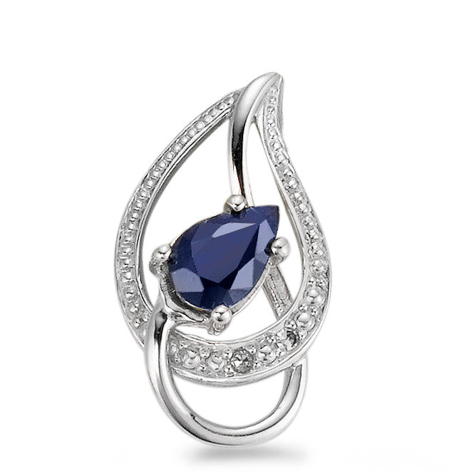 Pendentif Or blanc 18K Diamant bleu, 0.01 ct, 2 Pierres, facetté, p1